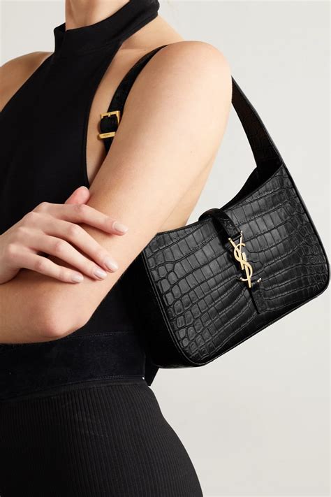 ysl croc embossed leather shoulder bag|LE 5 À 7 in crocodile.